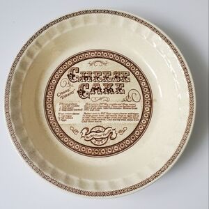 Vintage Ceramic Pie Recipe Plate Dish Old Cheese Cake ROYAL CHINA by JEANNETTE